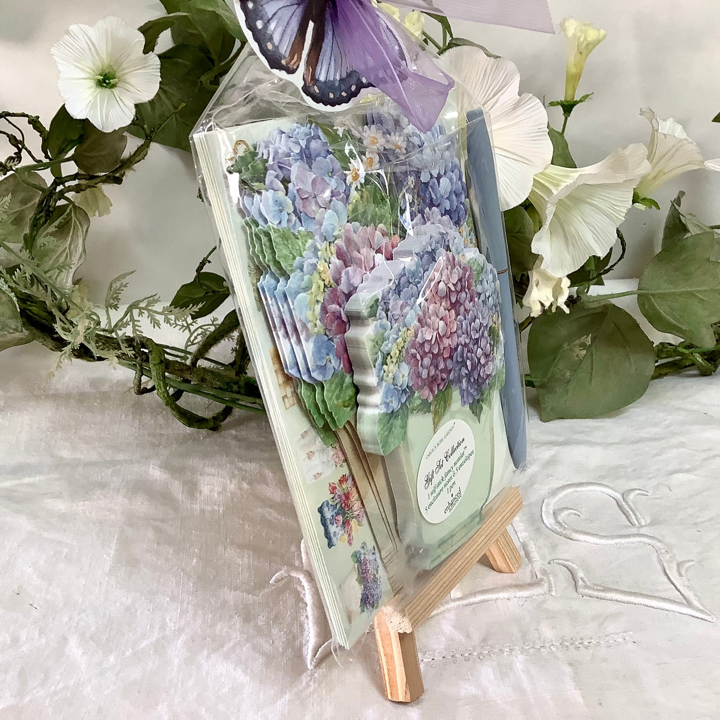 Cartes enveloppes bloc notes vintage royal garden hortensia