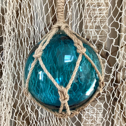 Boule de casier verre bleu turquoise décoration marine diamètre 13 cm