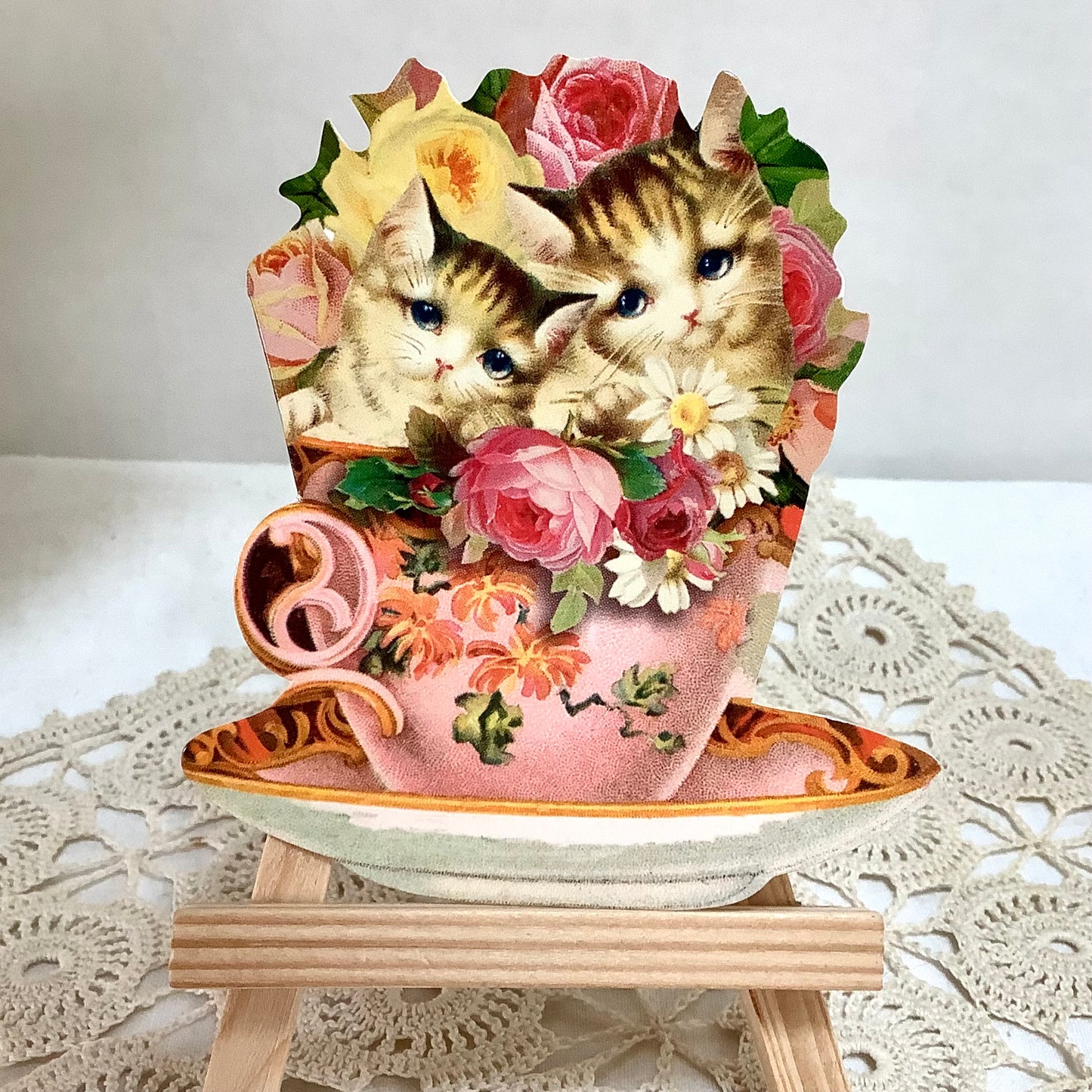 Carte victorienne vintage chat avec enveloppe