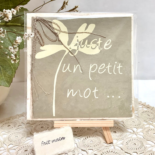 Carte postale enveloppe remerciement papier artisanal mûrier 13,5x13,5 cm, bruit de cadre