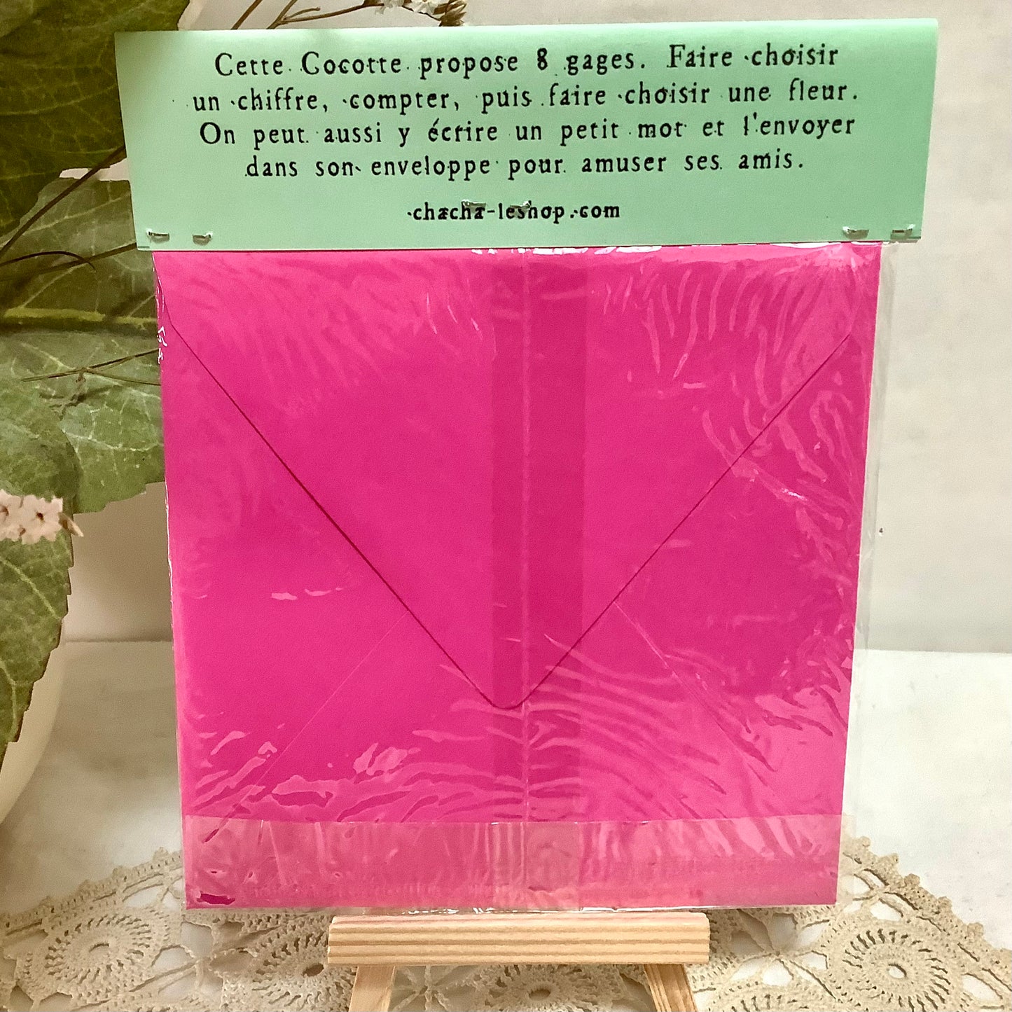 Jeux cocotte à gages salière vintage enveloppe cadeau surprise 14x14 cm, fête anniversaire