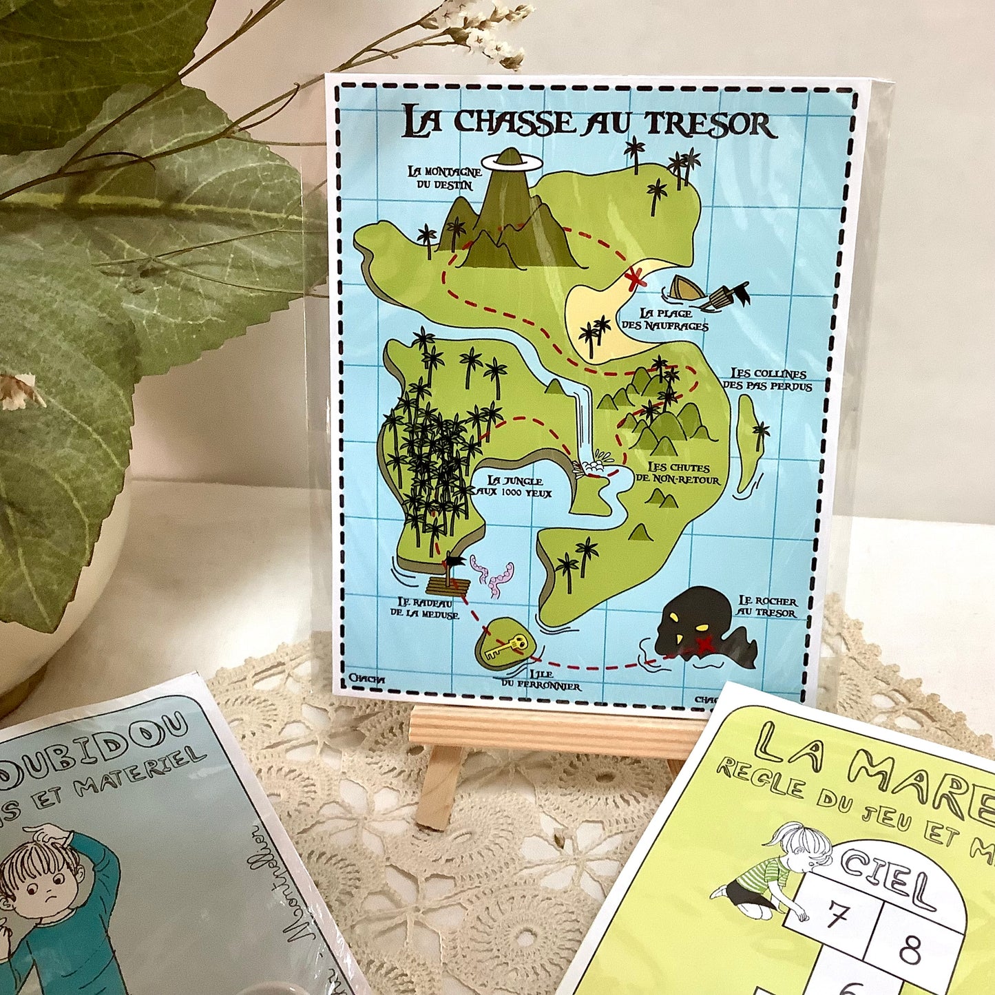 Jeux scoubidou marelle chasse au trésor vintage