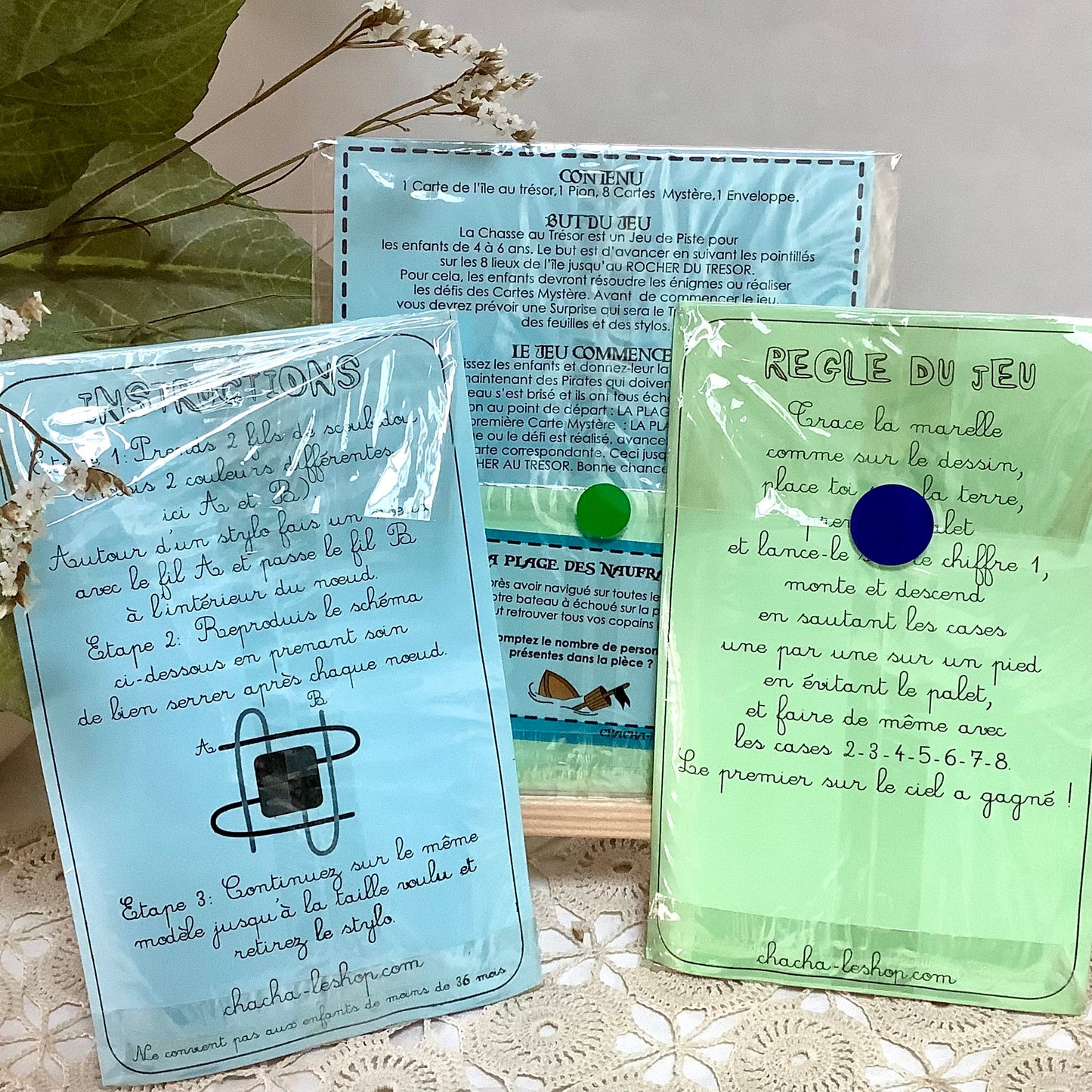 Jeux scoubidou marelle chasse au trésor vintage