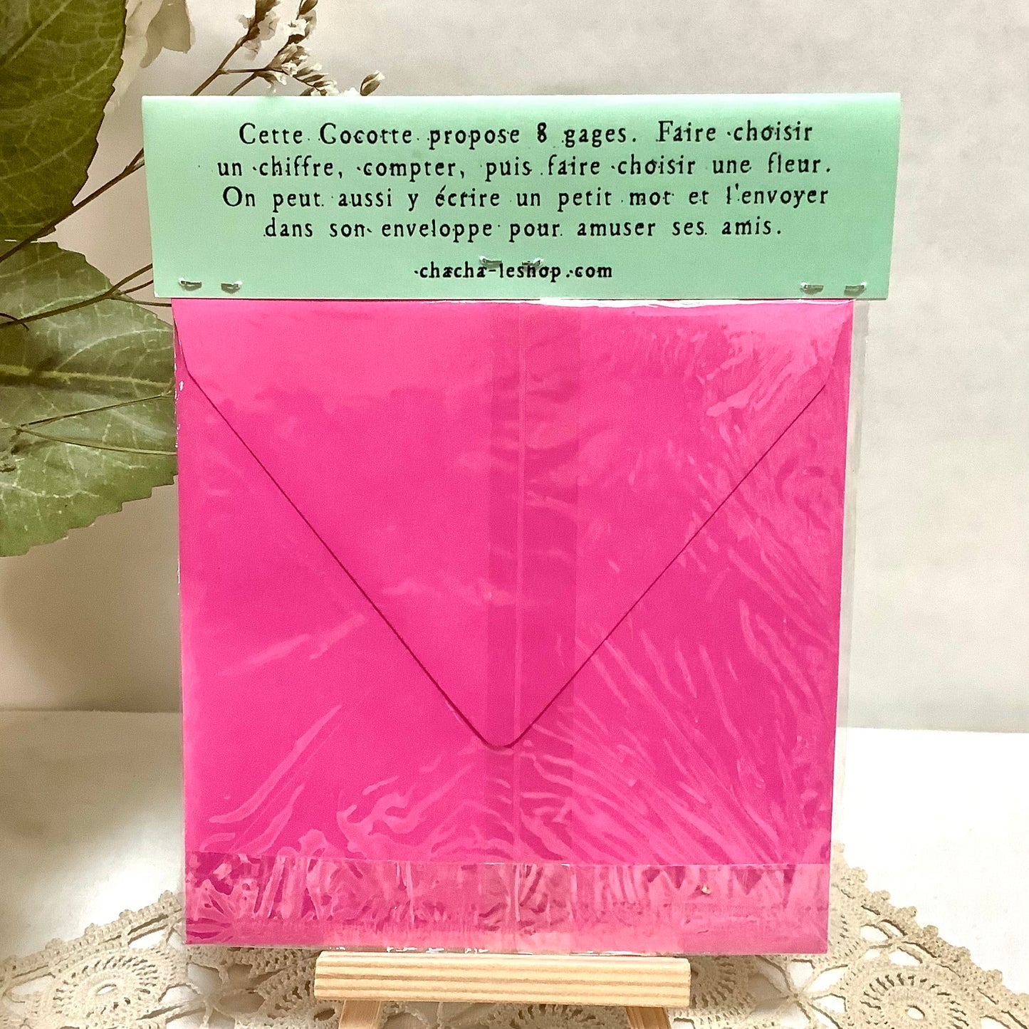 Jeux cocotte à gages salière chasse au trésor enveloppe 12,5x15,5 cm, cellophane notice