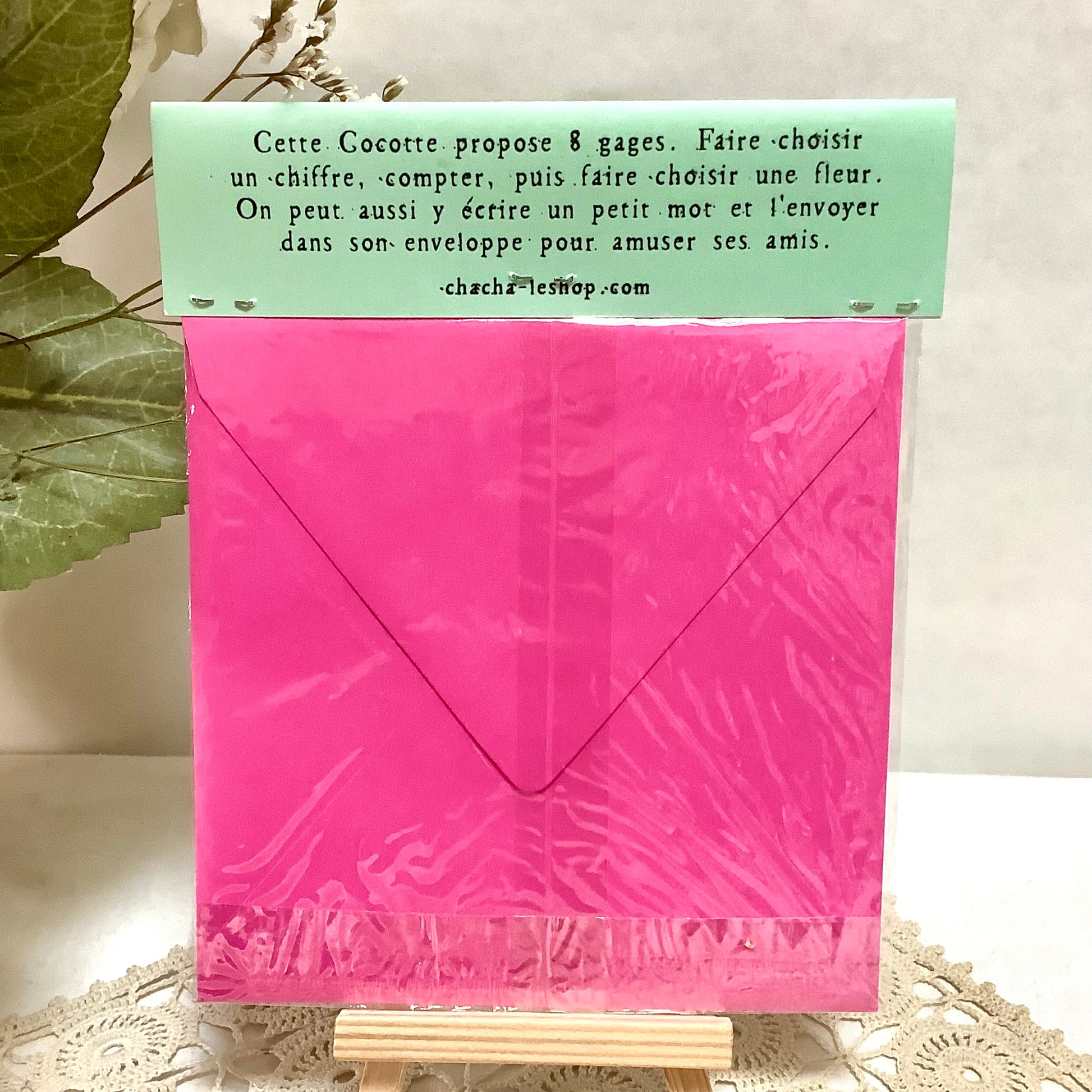 Jeux cocotte à gages salière chasse au trésor enveloppe 12,5x15,5 cm, cellophane notice