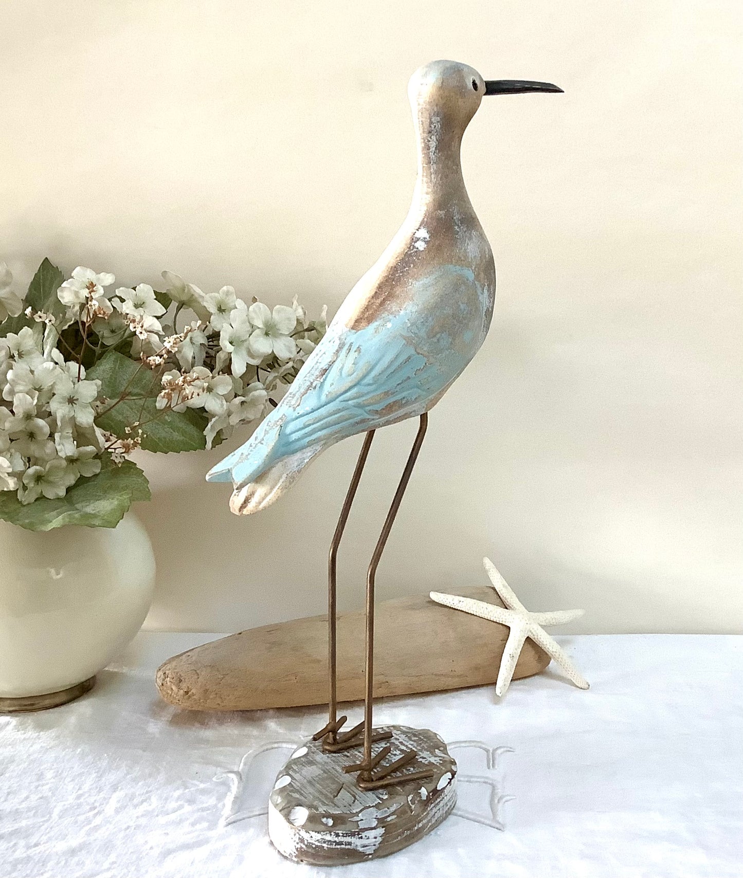 Oiseau marin bois courlis décoration marine grand modèle ht 36 cm