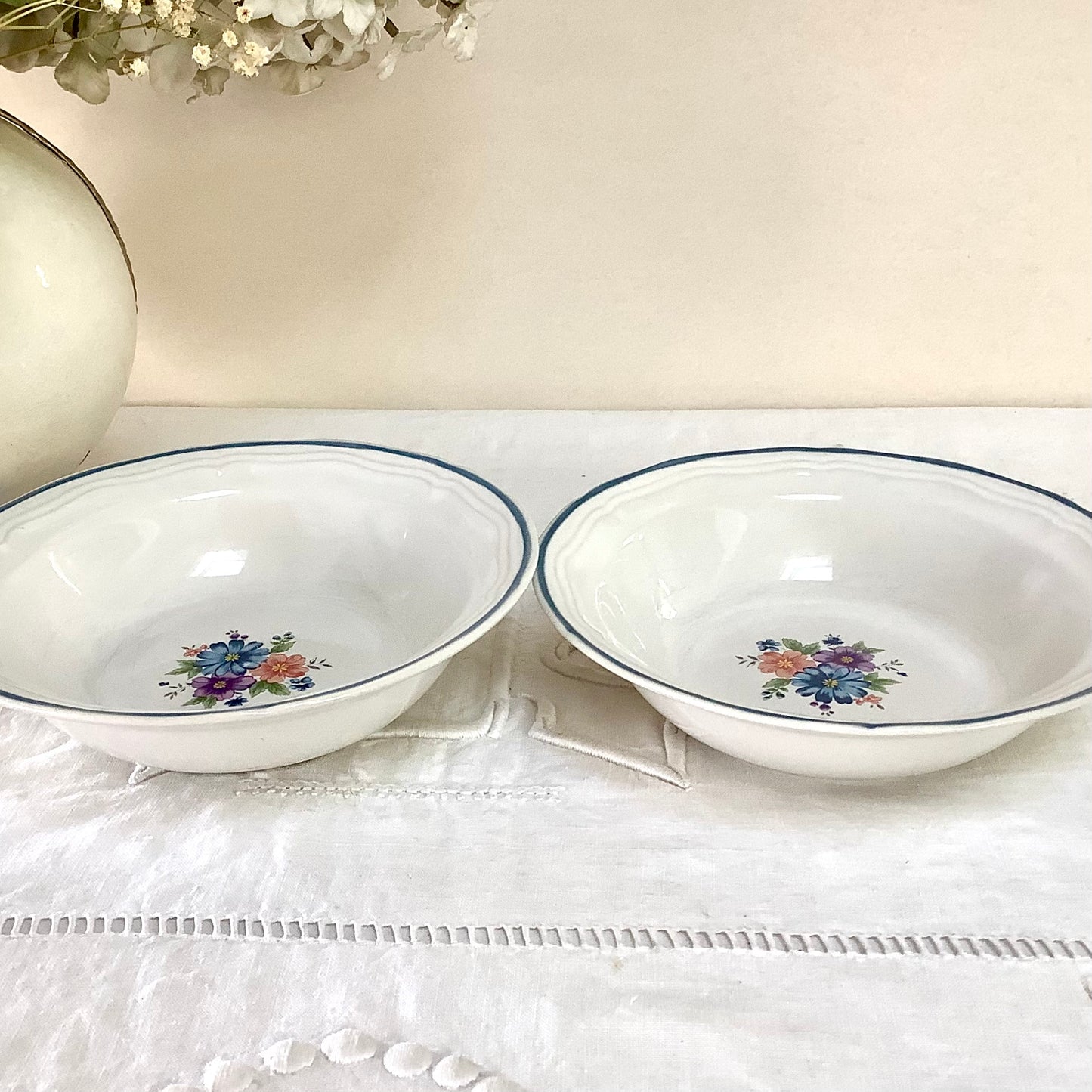 Coupelles vintage 80 provincial bouquet grès émaillé