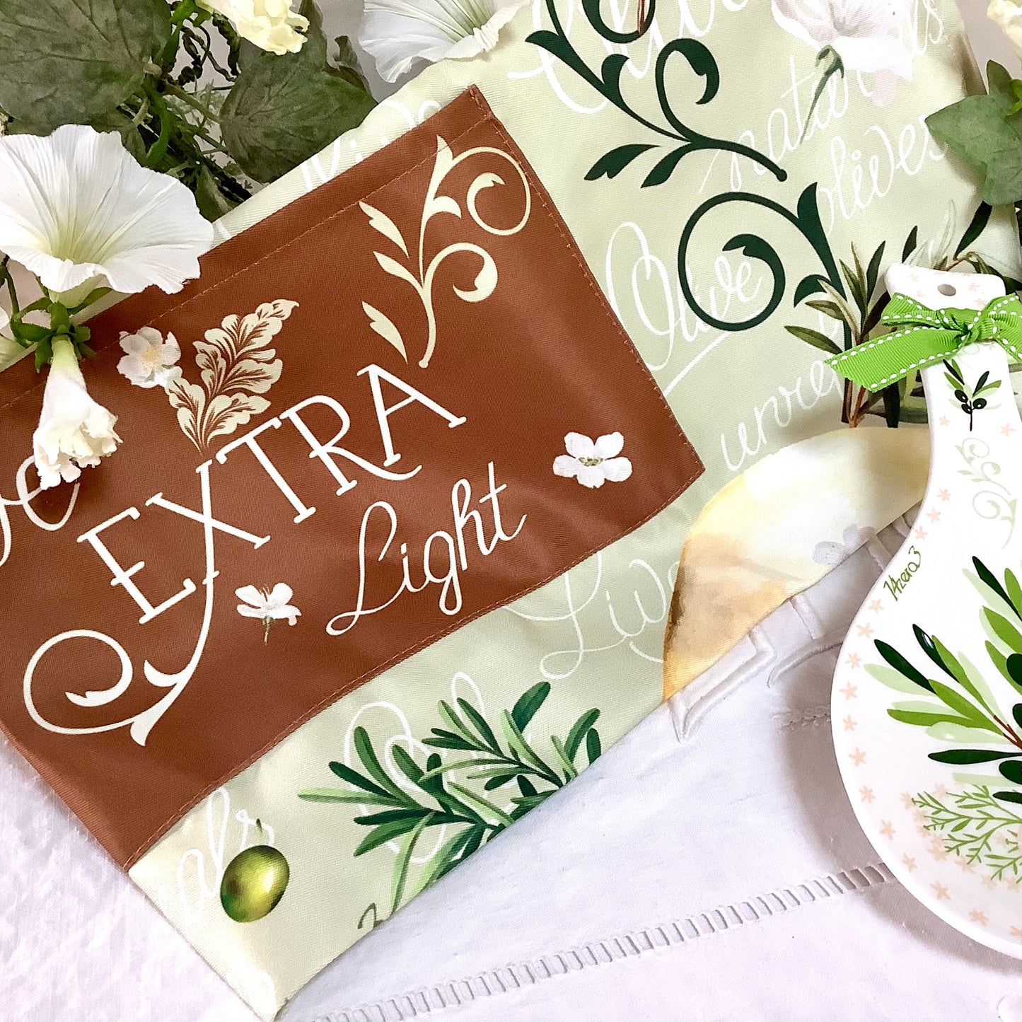 Tablier cuisine repose cuillère céramique thème olive modèle A