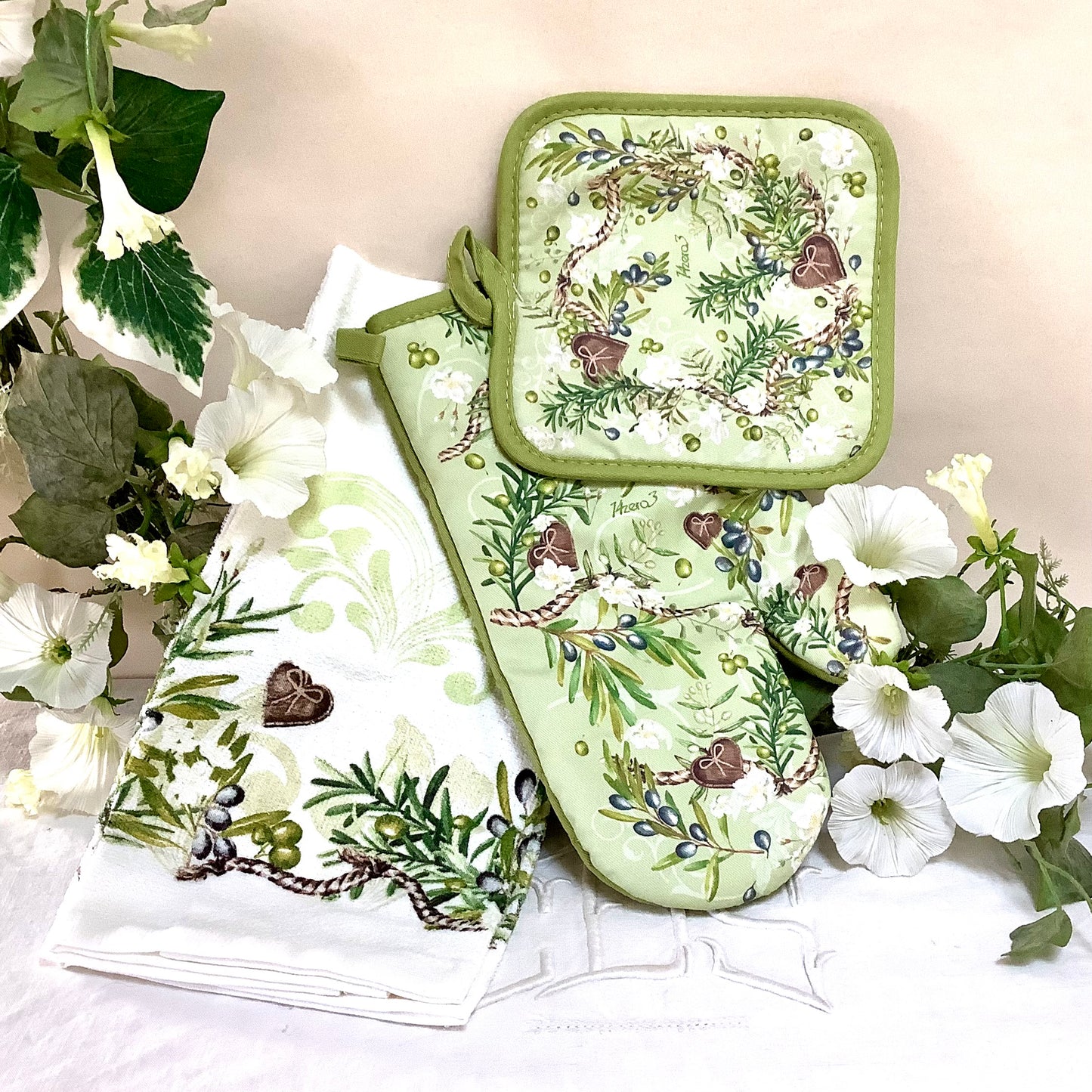 Set gant manique torchon coton modèle B