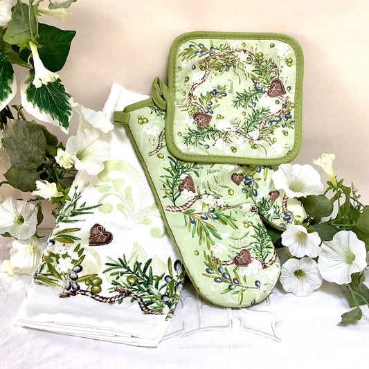 Set gant manique torchon coton modèle B