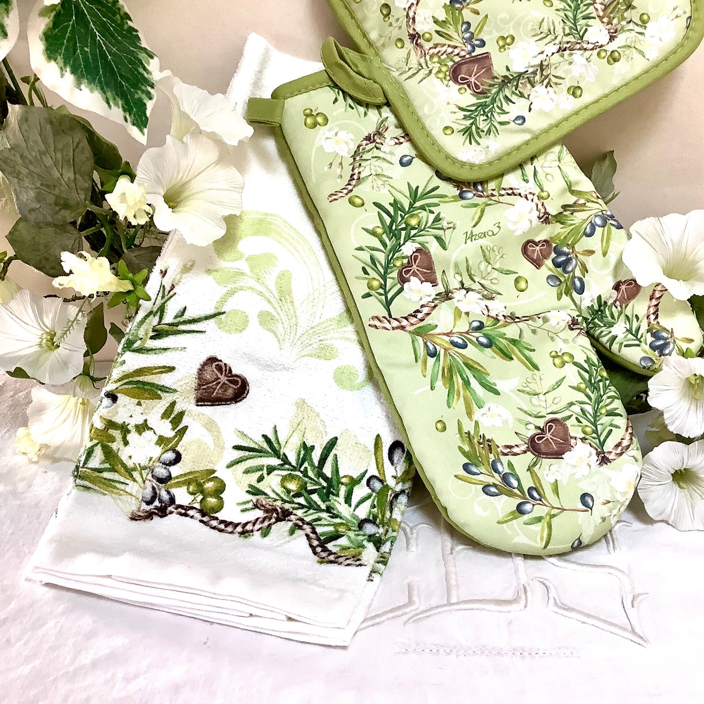 Set gant manique torchon coton modèle B