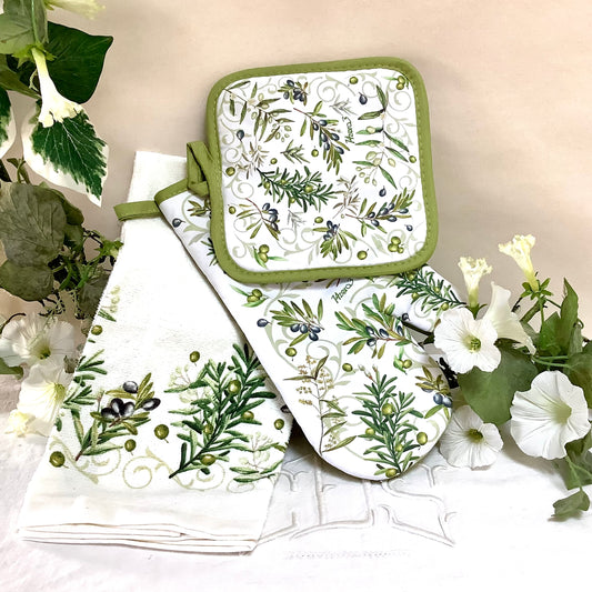 Set gant manique torchon coton modèle A