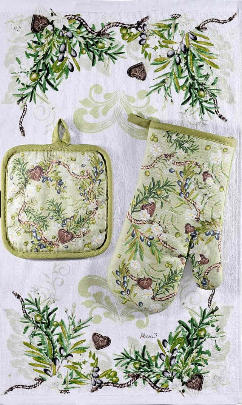 Set gant manique torchon coton modèle B