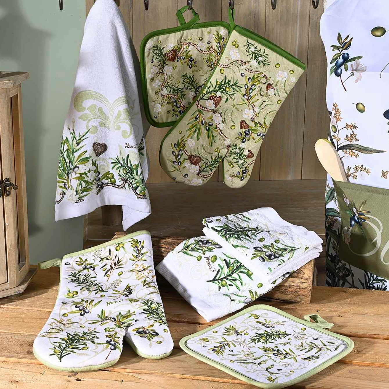 Set gant manique torchon coton modèle B