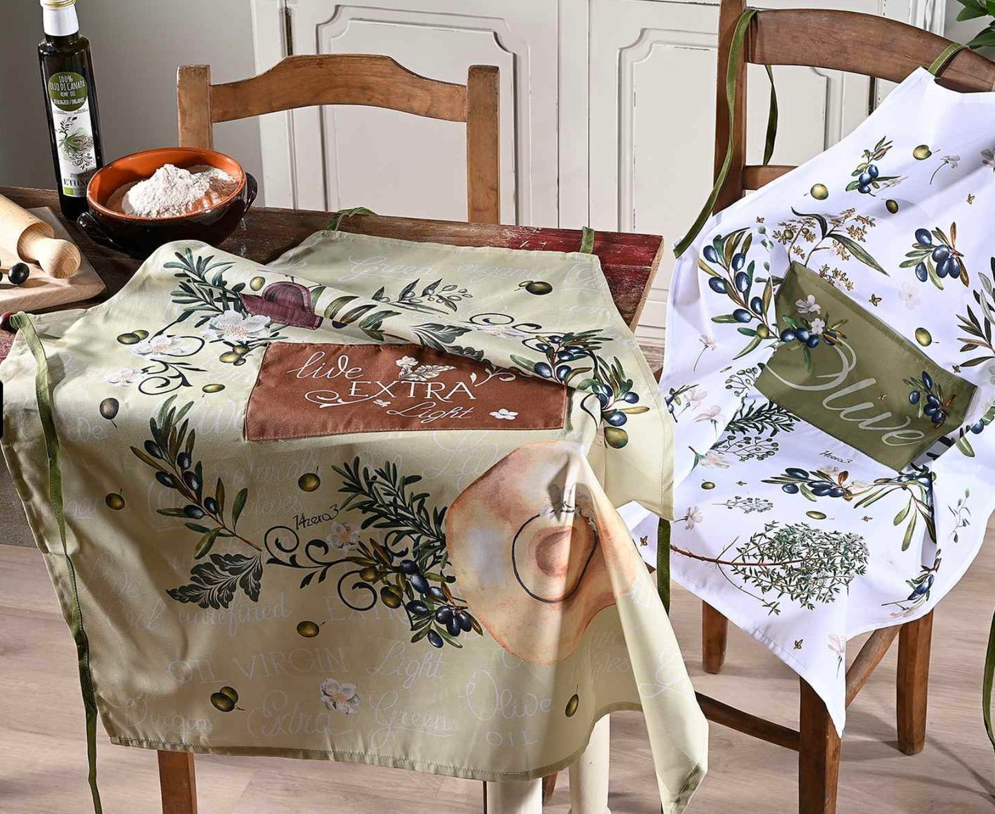 Tablier cuisine repose cuillère céramique thème olive modèle A