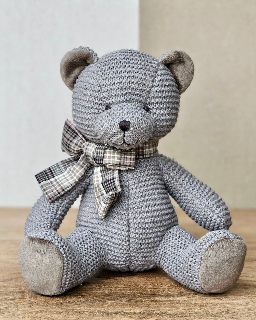 Ours peluche tricot gris la galleria ht 25 cm