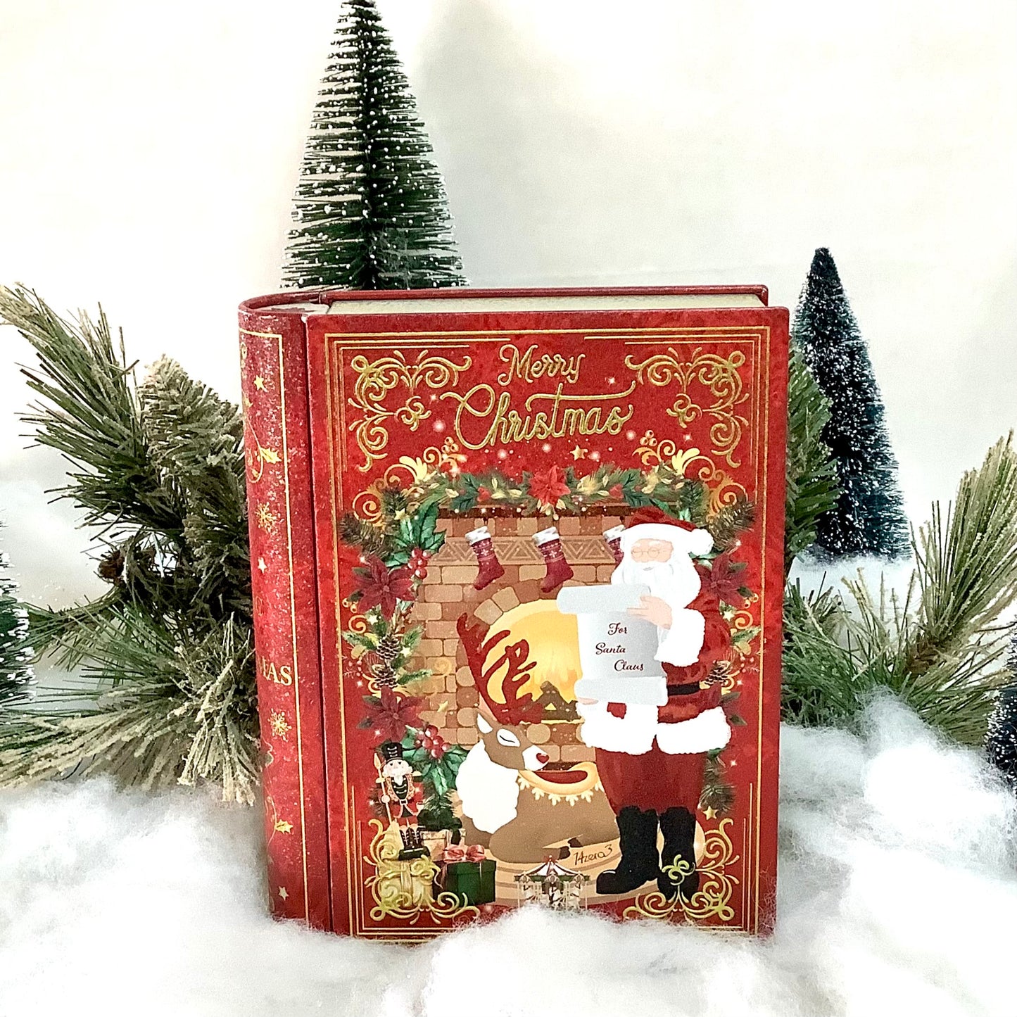 Boîte métal Père Noël vintage ht 19.5 cm