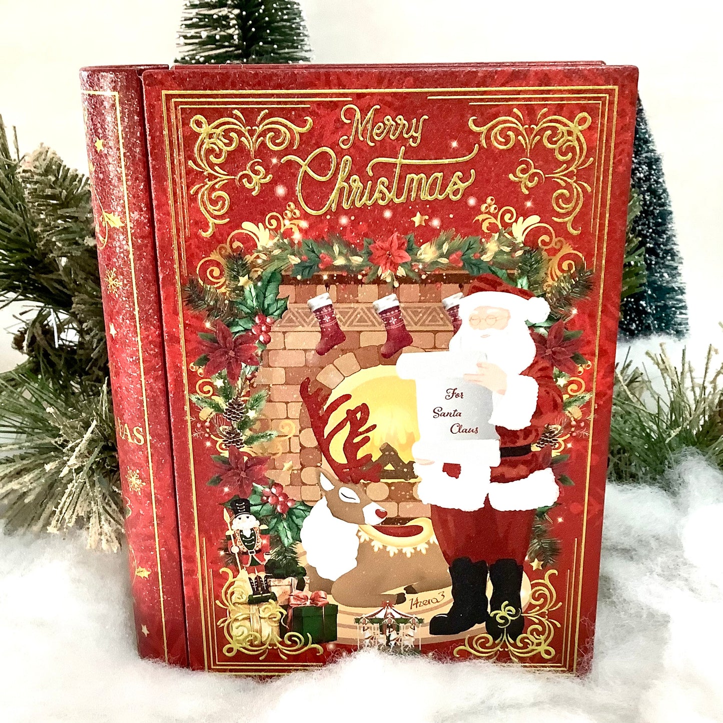 Boîte métal Père Noël vintage ht 19.5 cm