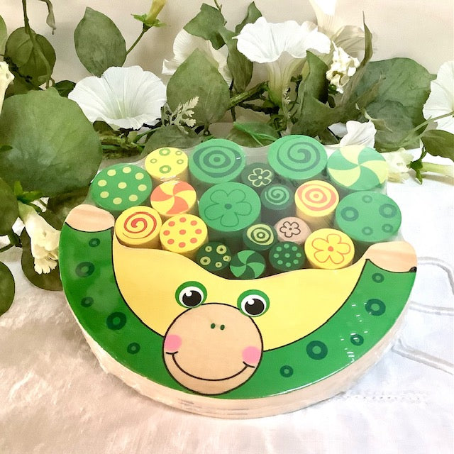 Jeu balancier bois grenouille