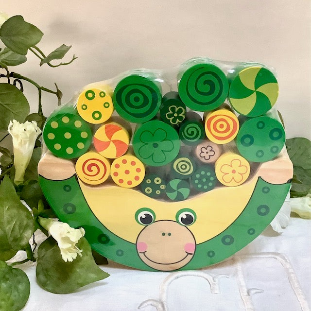Jeu balancier bois grenouille