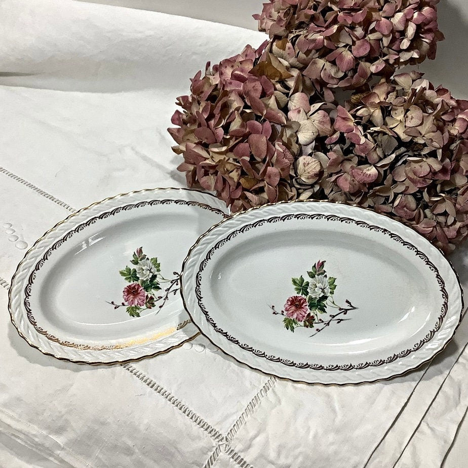 Raviers plats faïence craquelée L’amandinoise vintage