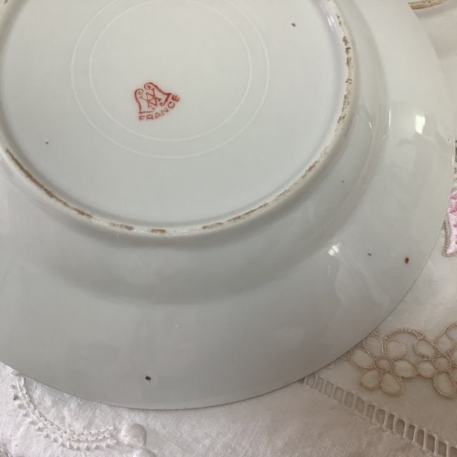 Assiettes creuses vintage porcelaine art déco roses AV