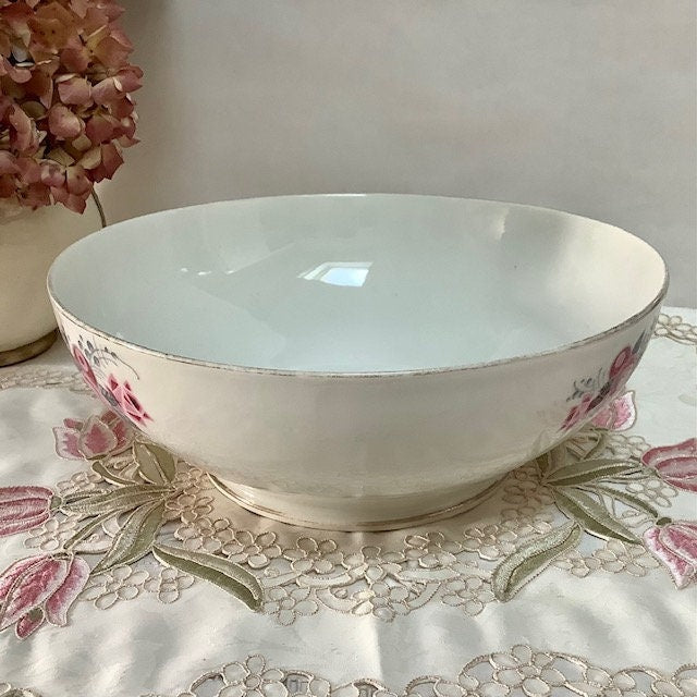 Saladier vintage porcelaine art déco roses AV