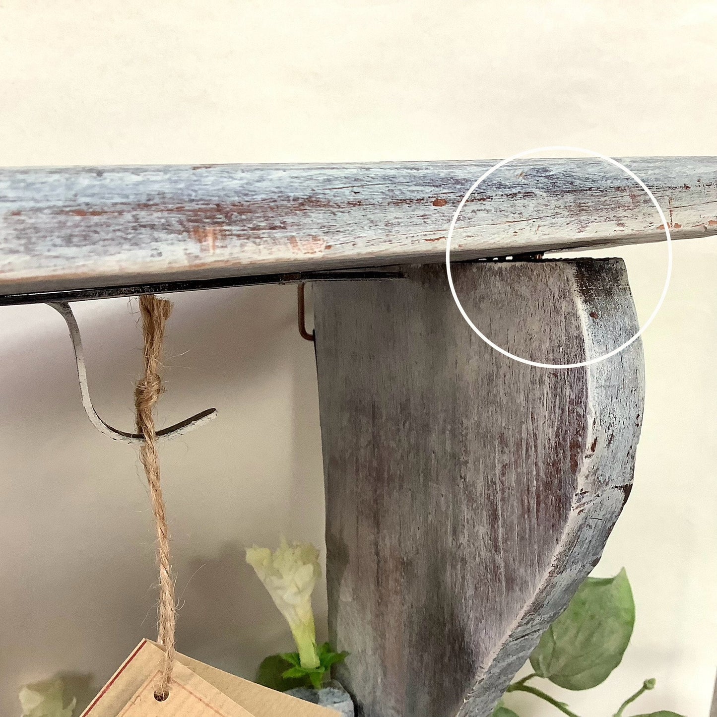 Étagère bois vintage 5 crochets porte casseroles  ht 30 cm