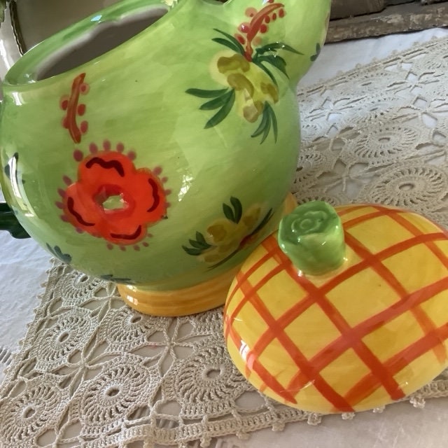 Cafetière théière verseuse faïence Cupcake Cartwheels vintage