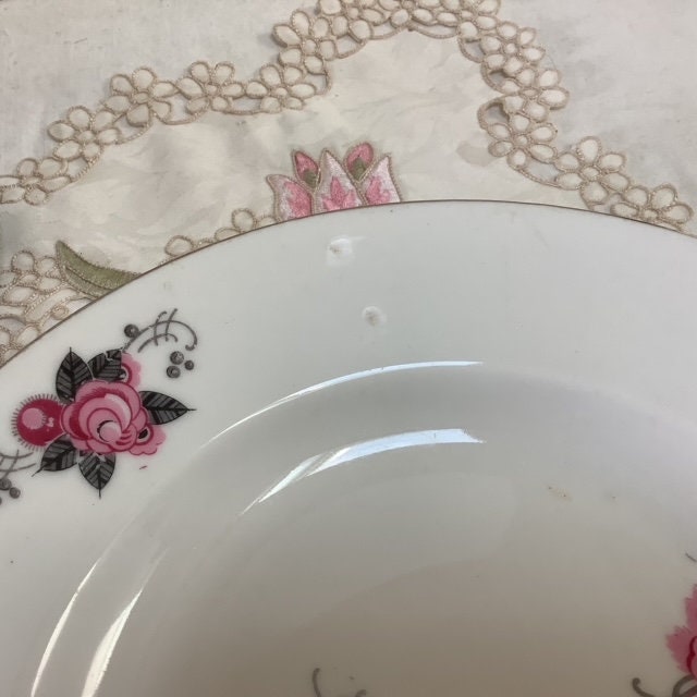 Assiettes creuses vintage porcelaine art déco roses AV