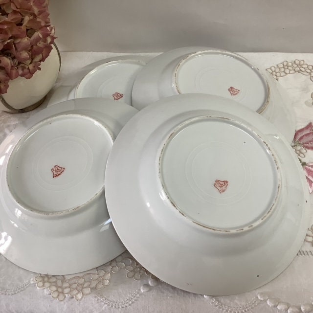 Assiettes creuses vintage porcelaine art déco roses AV