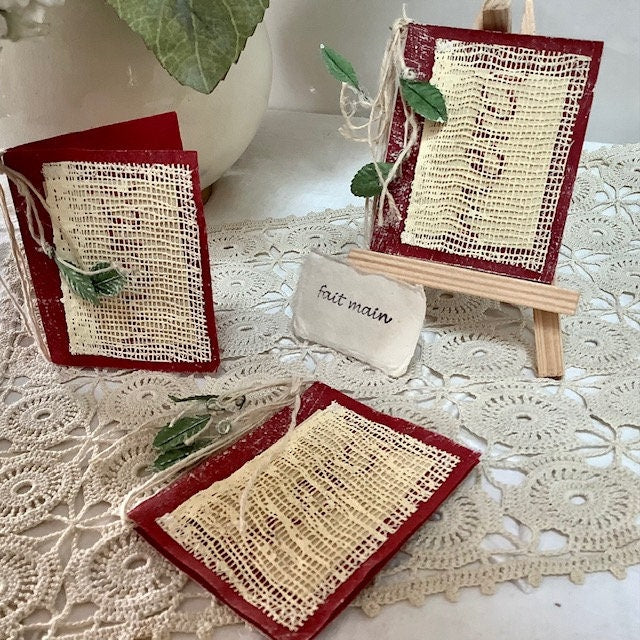 Petites cartes merci x 3 papier artisanal bruit de cadre