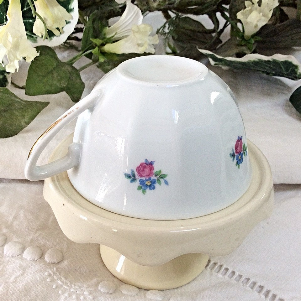 Tasses à café porcelaine véritable roses vintage