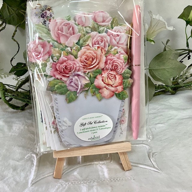 Cartes enveloppes bloc notes vintage royal garden roses