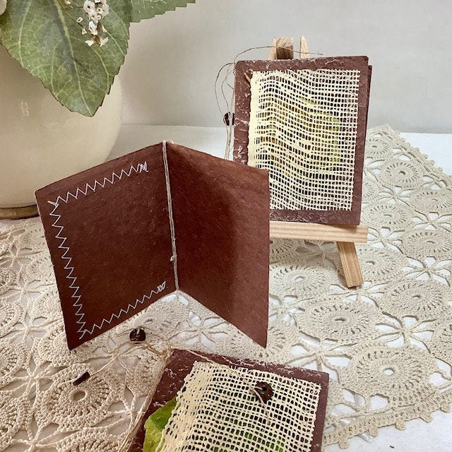 Petites cartes feuille x 3 papier artisanal bruit de cadre