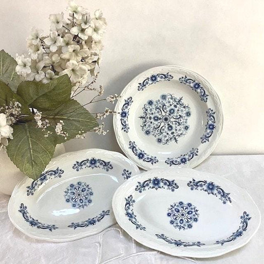 Raviers et assiettes faïence bleu vintage moulin des loups orchies