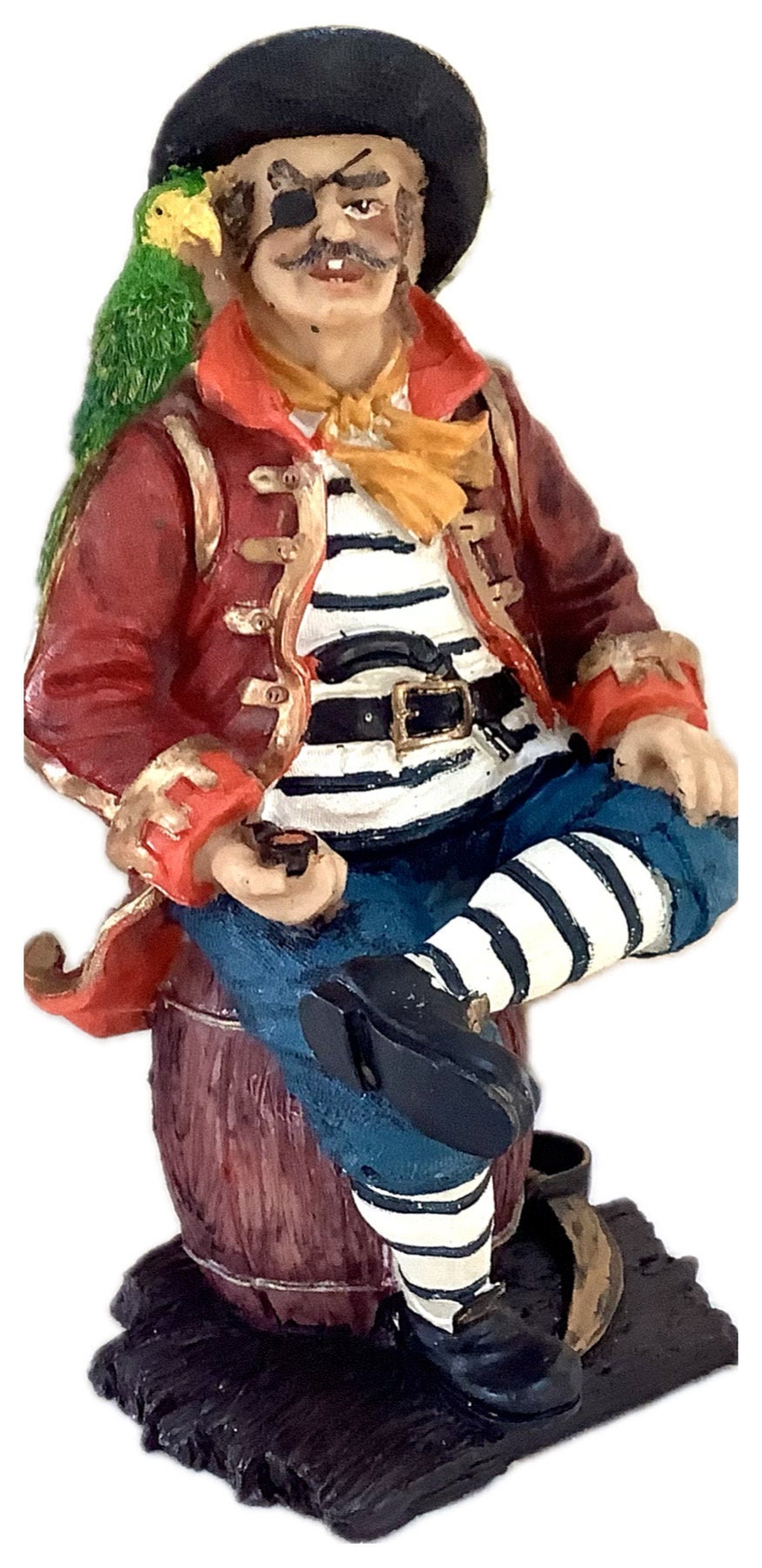 Figurine marine pirate perroquet résine décoration marine ht 24 cm