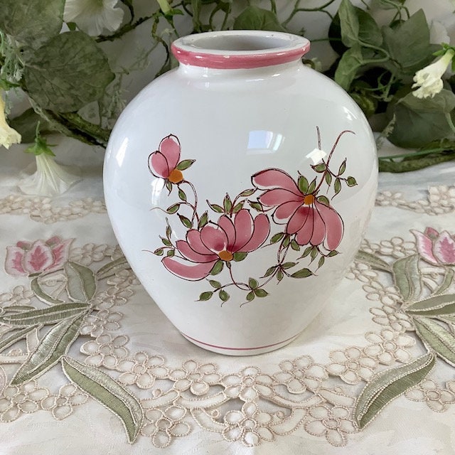 Vase boule faïence fleurs vallauris vintage