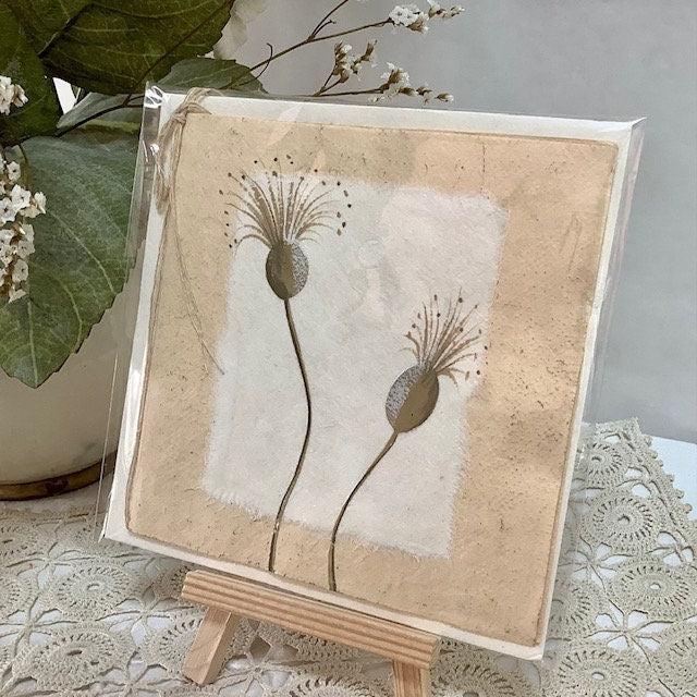 Carte postale enveloppe pavot papier artisanal bruit de cadre