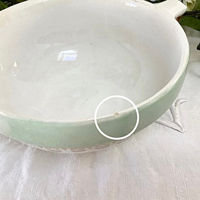 Saucière raviers petites assiettes vert et blanc vintage