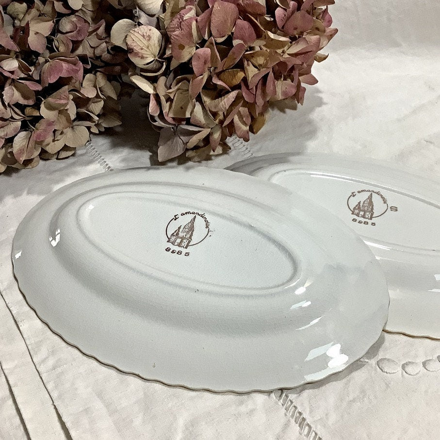 Raviers plats faïence craquelée L’amandinoise vintage