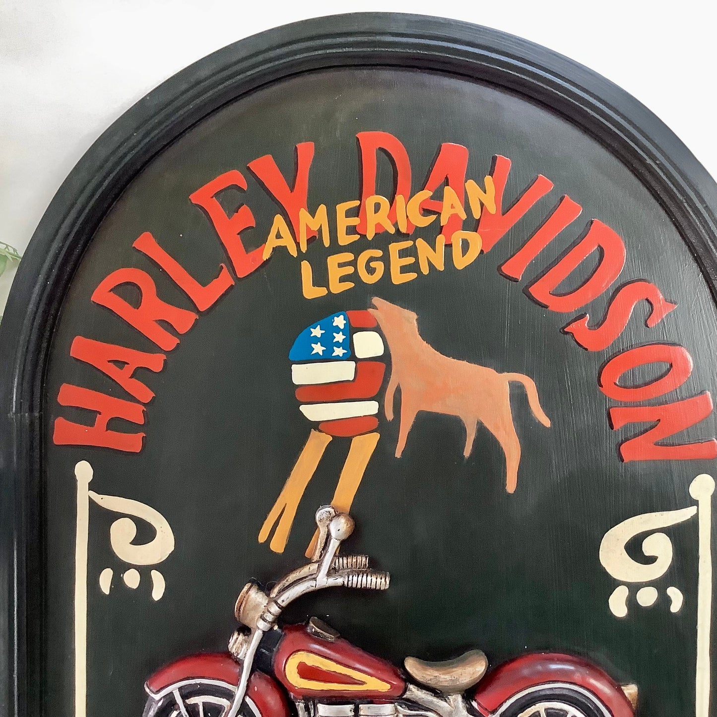 Tableau publicitaire bois harley Davidson vintage ht 60 cm