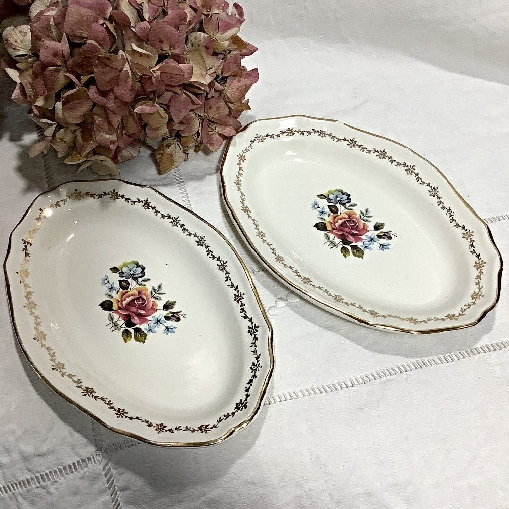 Raviers plats faïence craquelée vintage