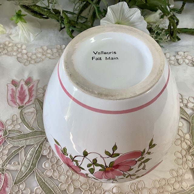 Vase boule faïence fleurs vallauris vintage