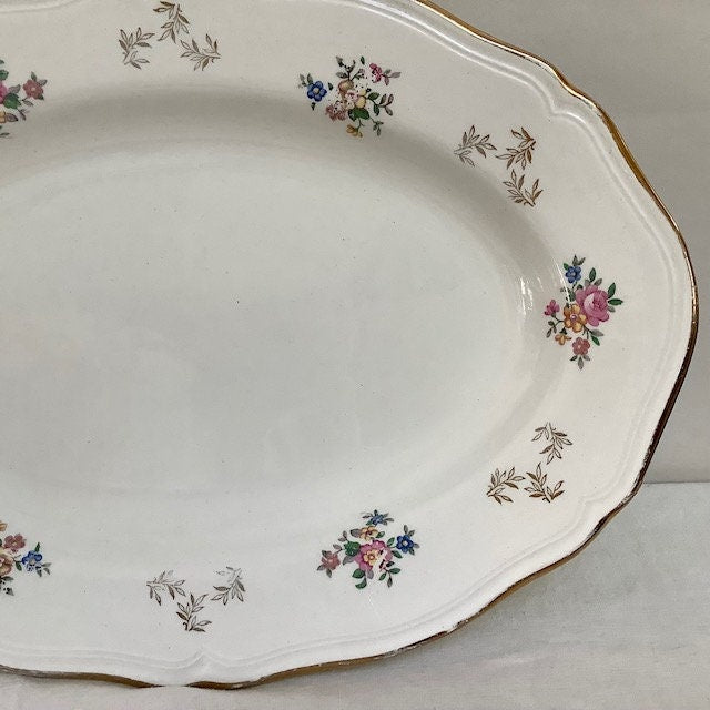 Plat de service ovale et ravier  faïence vintage l’amandinoise
