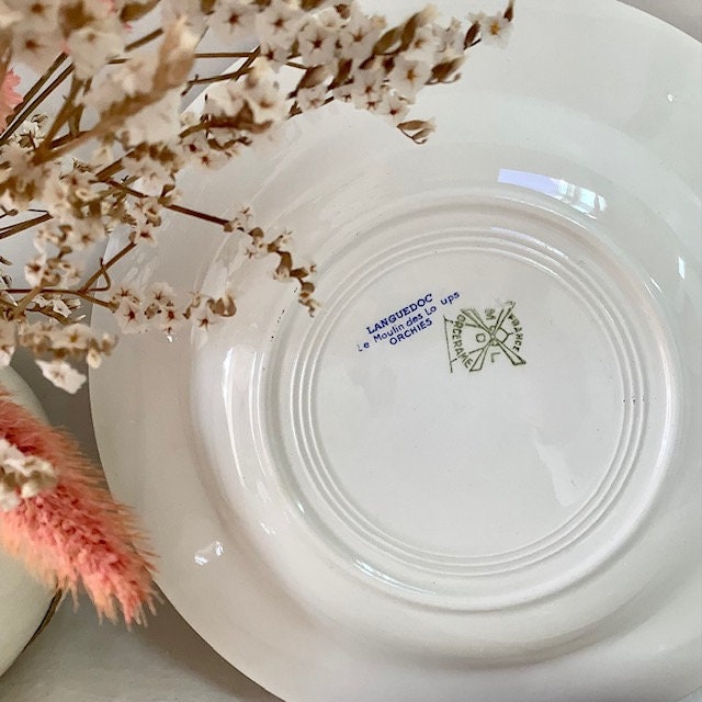 Assiettes creuses faïence Le moulin des loups Orchies vintage