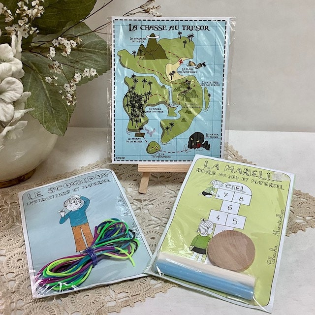 Jeux scoubidou marelle chasse au trésor vintage