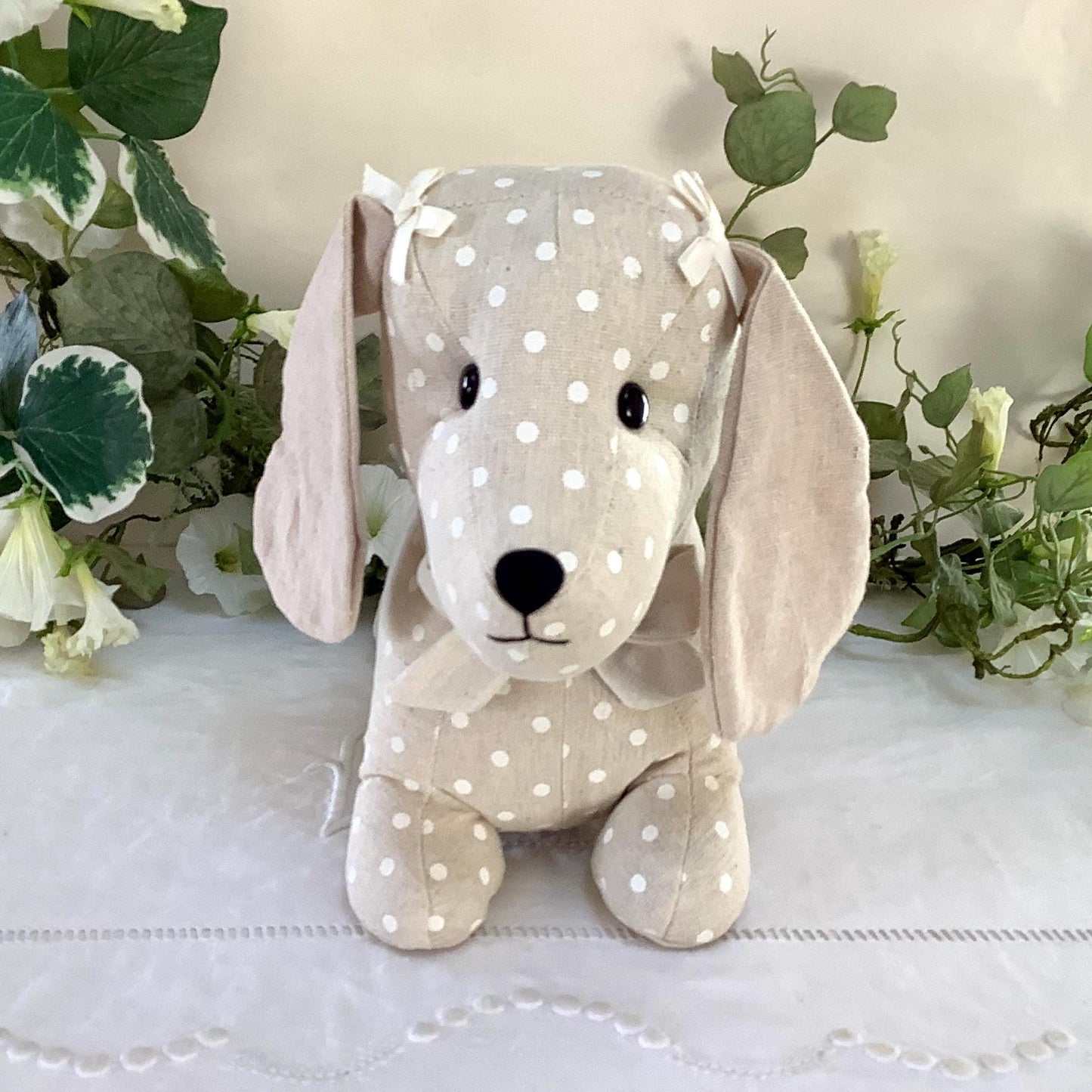 Cale porte arrêt de porte chien lin beige la galleria longueur 35 cm