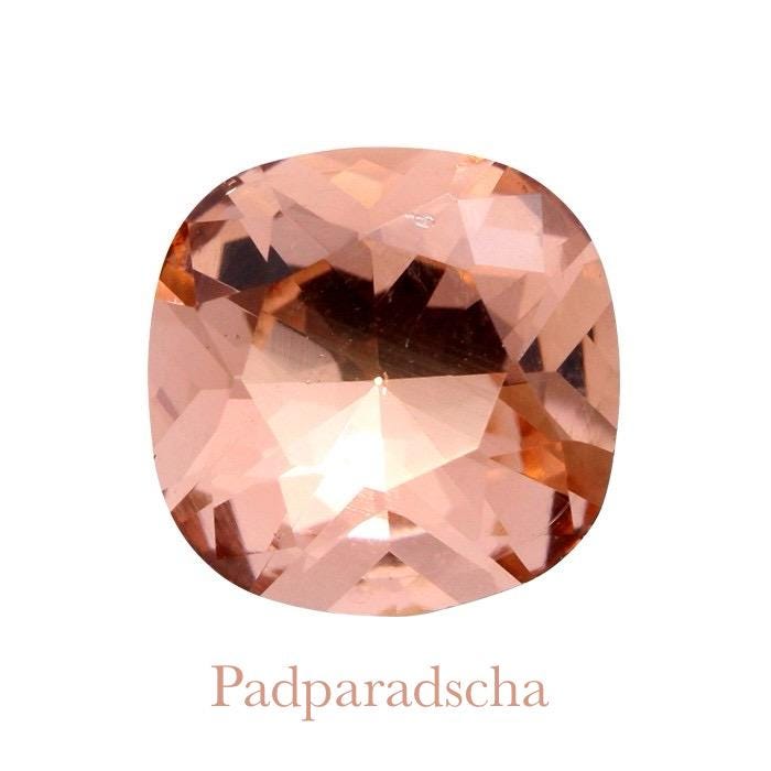 Collier coeur Padparadscha pendentif cristal Swarovski chaîne Gold Filled plaqué or 14 k