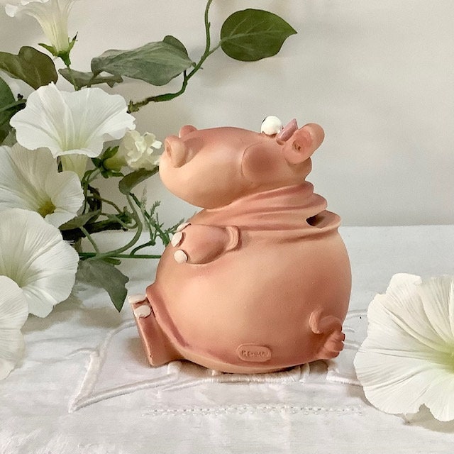 Tirelire hippopotame résine collection Paolo Chiari  ht 9.5 cm vintage